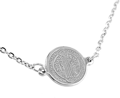 Vista 6 de HGTTH - Medalla de San Benito de acero inoxidable para mujer Medalla San Benito Acero Inoxidable 71in acero