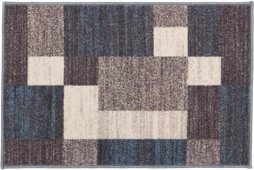 Vista 3 de Rugshop Alfombra Contemporánea Azul con Cajas Geométricas Antideslizante y sin Desprendimiento para Sala de Estar, Comedor y Oficina, 20" x 30