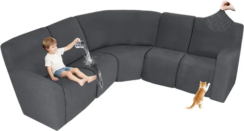 Vista 20 de ALIECOM Fundas 100% impermeables para sofá seccional reclinable, forma de L, elásticas, para esquina, funda para sofá seccional reclinable, lavable