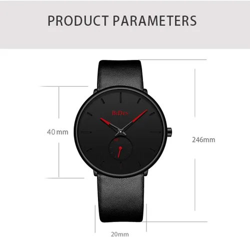 Vista 2 de Reloj de pulsera para hombre, minimalista, ultrafino, impermeable, elegante, elegante, de lujo, de cuarzo, analógico