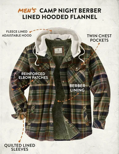Vista 4 de Legendary Whitetails Men's Camp Night Berber Lined Hooded Flannel Shirt Jacket