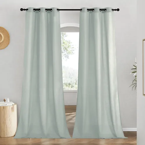 Vista 69 de NICETOWN - Cortinas de lino angora para ventana de cocina sobre el fregadero, con ojales, lino grueso angora, tratamientos cortos para ventanas