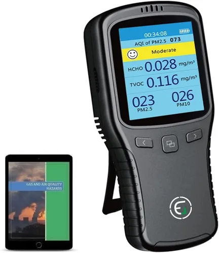 Vista 10 de Monitor de calidad de aire de CO2, medidor de contaminación y ventilación, sensor que prueba y detecta niveles de CO2 PPM, temperatura y humedad