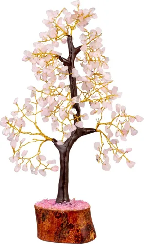 Vista 9 de NAISHA Árbol de la vida de cuarzo rosa, árbol de chakras para energía positiva, figura de Feng Shui, piedra preciosa hecha a mano, bonsái de árbol