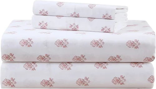 Vista 25 de Comfort Spaces Juego de sábanas 100% algodón transpirable, ligero, suave con bolsillo elástico de 14 pulgadas que se adapta a colchones de hasta 16