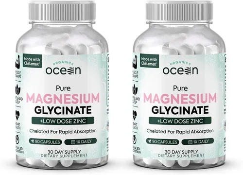 Vista 8 de Organics Ocean Glicinato de Magnesio Puro con Zinc - Suplemento de Magnesio Quelado de Máxima Potencia para Mujeres y Hombres para Calambres
