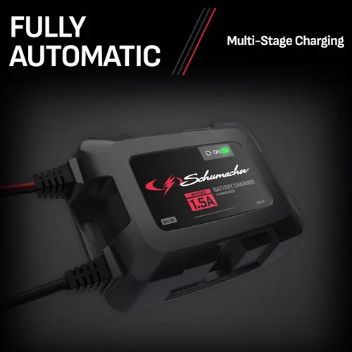 Vista 5 de Schumacher Electric 1.5A Cargador y mantenedor de batería de automóvil a bordo y solución 3 en 1, para baterías de 6V/12V de deportes acuáticos