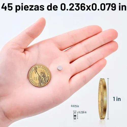 Vista 2 de SMARTAKE 45 piezas de imanes para refrigerador, imanes pequeños redondos de 6x2mm para nevera, imanes de neodimio premium multiusos para oficina