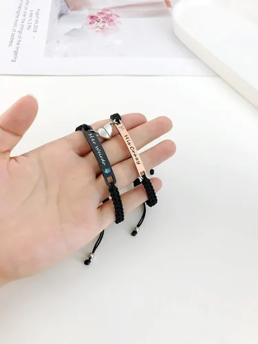 Vista 5 de MEALGUET - Pulseras magnéticas personalizadas para parejas de atracción mutua, pulseras de identificación trenzadas con nombre, conjunto de pulseras