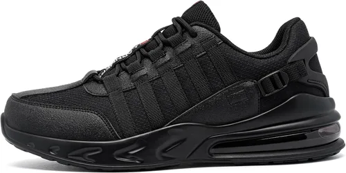 Vista 3 de LARNMERN Zapatos de trabajo antideslizantes para hombre, zapatos deportivos con amortiguación de aire, zapatos para restaurante Trabajo, casual