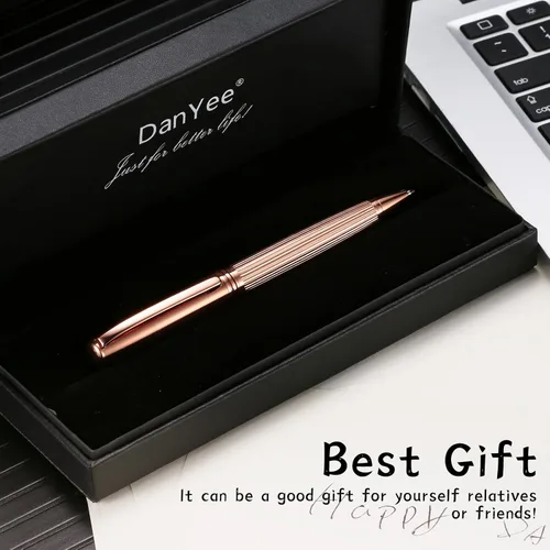 Vista 2 de DanYee Bolígrafo Essential Business, bolígrafos de metal, escritura suave, diseño elegante, escritura sin esfuerzo, bolígrafos de lujo con estuche