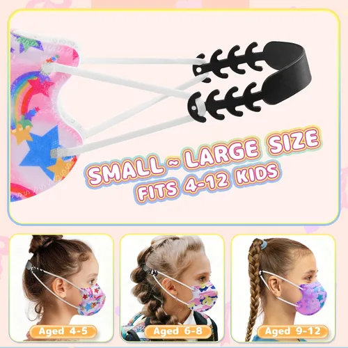 Vista 3 de FENFEN Mascarilla KN95 desechable para niños, paquete de 50 mascarillas KN 95 para niños, tamaño pequeño, transpirable, para niñas y niños KN95