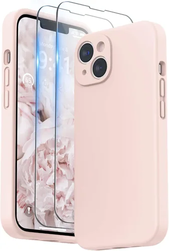 Vista 9 de SURPHY Funda para iPhone 14 Plus con Protector de Pantalla y Protección de Cámara, Funda de Teléfono de Silicona Líquida con Forro de Microfibra