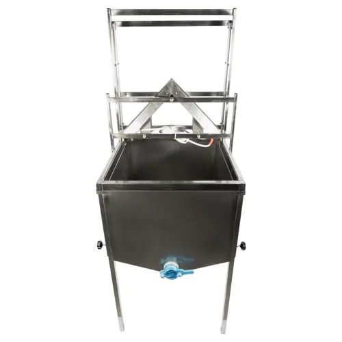 Vista 2 de Hive Frames Uncapper con cuchillos eléctricos dobles de 12 V, máquina de destapado de acero inoxidable con tolva