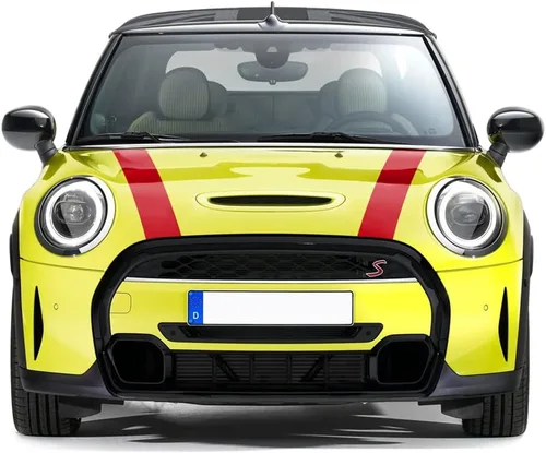 Vista 8 de Pegatinas para capó de estilo de coche, diseño de rayas, para MINI Cooper F55 F56 Decoración (negro brillante)