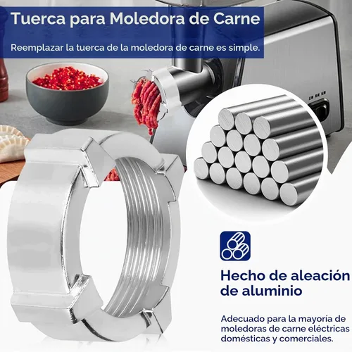 Vista 2 de Tuerca de repuesto para picadora de carne, amoladora de acero inoxidable, picadora de carne, picadora de nueces, accesorios de cocina