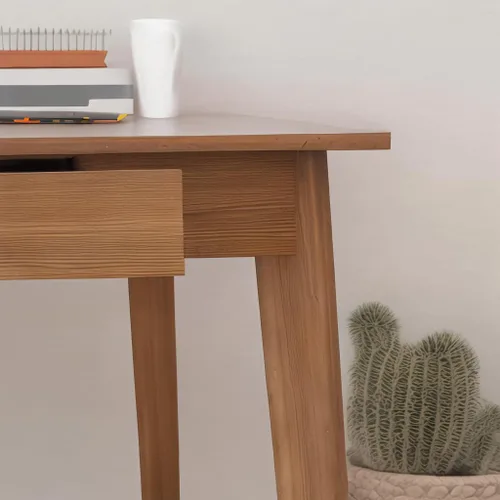 Vista 5 de DELLMAO Escritorio de computadora de escritura, escritorio de oficina, mesa de computadora, escritorio de estudio con 2 cajones para muebles