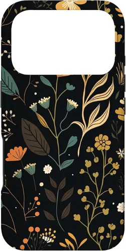 Vista 30 de Floral Aesthetic Simple Boho Modern Botanical Flowers Black Case for iPhone 17
