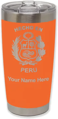 Vista 38 de LaserGram Vaso aislado al vacío de 20 onzas, hecho en Perú, grabado personalizado incluido (negro)
