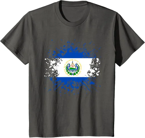 Vista 24 de Camiseta Salvador Patrimonio de la Familia Salvadoreña País Bandera de El Salvador, Negro