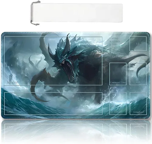 Vista 12 de DAUXID Tapete de Juego MTG Cosido Premium con Zonas y Respaldo de Goma Antideslizante, Tapete de Juego TCG para MTG y Otros Juegos de Cartas, Diseño