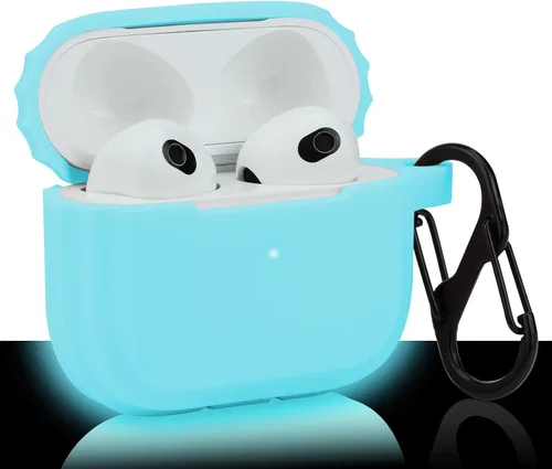 Vista 5 de LEFXMOPHY Funda de repuesto verde para Apple Airpods 3 Gen / 3ª generación 2021, accesorio de silicona protectora para mujeres y hombres, brilla