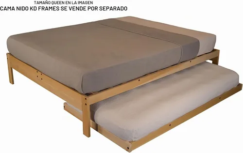 Vista 4 de Marco de cama Nomad, plataforma de madera sólida, Madera Noble, Madera clara