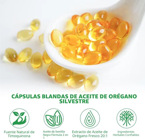 Vista 6 de Aceite de orégano con aceite de semilla negra, cápsulas de aceite de orégano de 6000 mg, 2 en 1 formulado con aceite de semilla negra de 200 mg