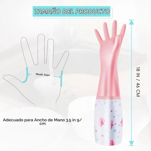 Vista 2 de XJMWXHFC 3 piezas de guantes reutilizables para lavar platos, guantes impermeables de manga larga antideslizantes para el hogar con forro de algodón