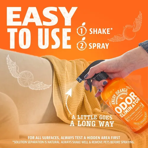 Vista 3 de ANGRY ORANGE Eliminador de olores de mascotas para orina de perros y gatos, manchas de alfombras y olores fuertes, limpiador de cítricos con aceite