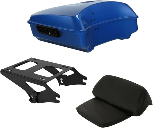 Vista 31 de TCT-MOTORPARTS Atlas Silver Metálico Maletero de Viaje Modificado con Respaldo y Montaje en Rack Adecuado para Harley Touring 14-25 Street Glide