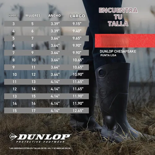 Vista 3 de DUNLOP - Calzado de protección, Chesapeake con punta lisa en negro Amazon, 100% cloruro de polivinilo impermeable, ligero y duradero, 8677577.13
