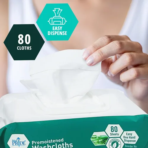 Vista 3 de MED PRIDE Toallitas desechables XL prehumedecidas de 8 x 12 pulgadas, paquete de 80 toallitas de tela para adultos para pieles sensibles, toallitas