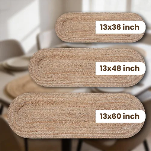Vista 2 de CRAFT TRADE Camino de mesa trenzado de yute para bodas, fiestas, casa de campo, rústico, vintage, tejido hecho a mano, sisal Weeker natural, 13 x 36