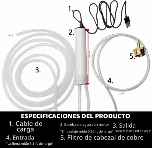 Vista 6 de Mini bomba de agua portátil recargable Multifuncional automático simple tanque de peces intercambiador de agua, piso, bomba de agua de balcón