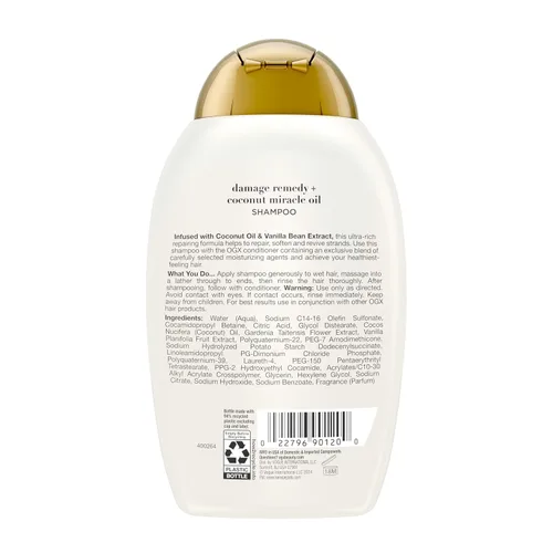Vista 9 de Ogx Champú de aceite de coco Miracle + remedio para el daño extra fuerte, 13 oz