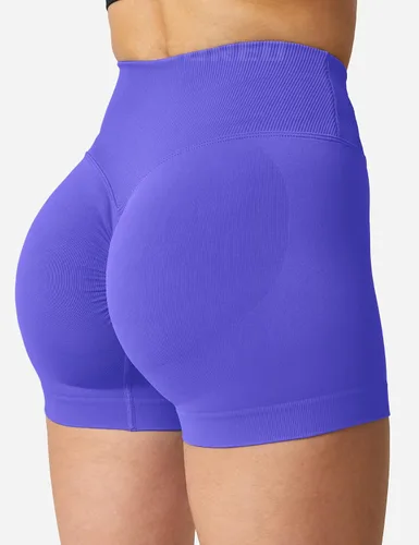 Vista 5 de YEOREO Pantalones cortos de entrenamiento sin costuras para mujer, cintura alta, levantamiento de glúteos, pantalones cortos de yoga para gimnasio