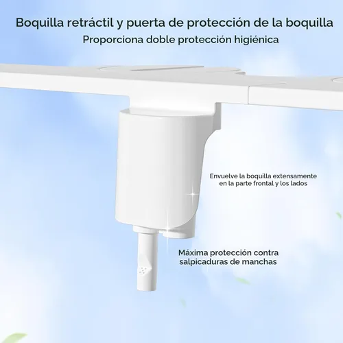 Vista 5 de SAMODRA Accesorio de bidé no eléctrico para inodoro, boquilla doble autolimpiante (lavado frontal y trasero), presión de agua ajustable, se adapta a