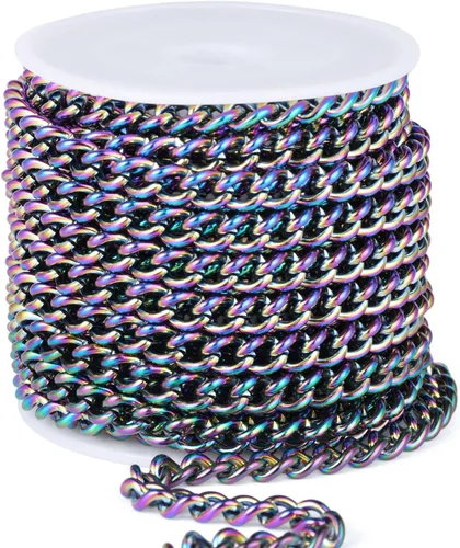 Vista 12 de Rollo de cadenas coloridas de acero inoxidable de 66 pies, acero inoxidable 304 de 0.059 pulgadas de acero inoxidable 304, cadenas trenzadas
