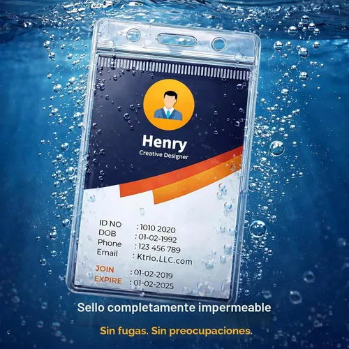 Vista 3 de Paquete de 6 soportes para insignias, soporte de plástico para tarjetas de identificación, transparente, impermeable, con cremallera resellable