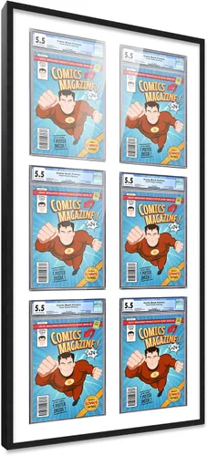 Vista 123 de Poster Palooza Marco de cómics con paspartú para 1 cómic de grado CGC, CBCS o PGX, marco de cómic de bronce para cómic de 8.125 x 13 pulgadas