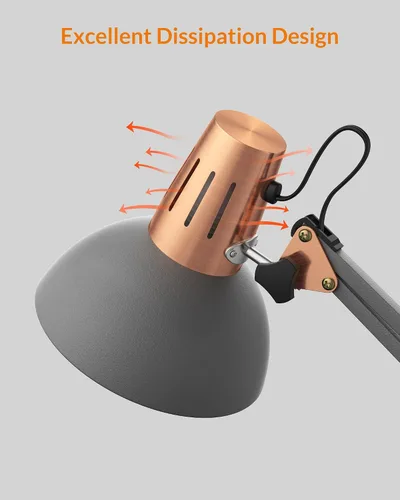 Vista 8 de LEPOWER Lámpara de escritorio de metal, ajustable de cuello de ganso lámpara de mesa de arquitecto con interruptor de encendido/apagado, lámpara