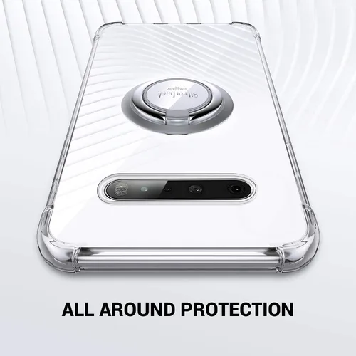 Vista 6 de Silverback - Carcasa transparente para LG V60 ThinQ con soporte de anillo TPU suave protector, parachoques amortiguador, a prueba de golpes