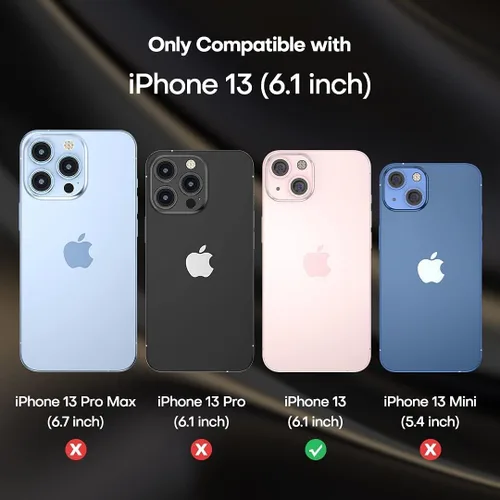 Vista 2 de Funda para iPhone 13 Funda 6.1" con Soporte Plegable y Clip para Cinturón con 2 Protectores de Pantalla + 2 Protectores de Lente de Cámara, Cubierta