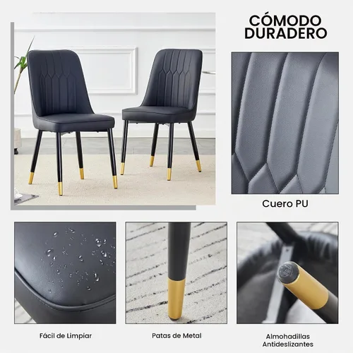 Vista 6 de Juego de mesa de comedor de 5 piezas, juego de mesa de comedor moderno de mármol de 63 pulgadas para 4, juego de mesa de cocina blanca para 4, juego