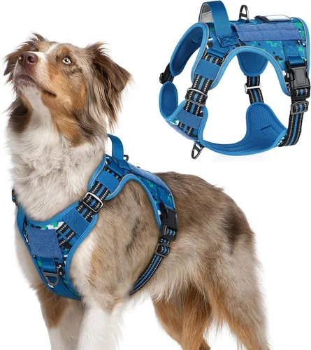 Vista 74 de rabbitgoo Arnés táctico para perros pequeños, chaleco de servicio militar sin tirones con asa y Molle, de fácil control para entrenar y caminar