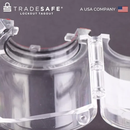 Vista 9 de TRADESAFE Bloqueo de la cubierta del botón de parada de emergencia: cubierta redonda transparente para interruptor de botón, diámetro de orificio