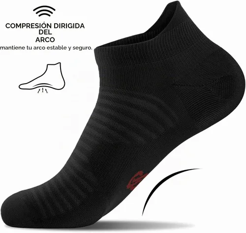 Vista 5 de Calcetines de compresión para correr con corte bajo en el tobillo (6 pares) para hombres y mujeres negro (6 pares)