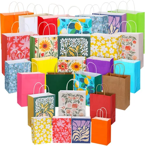 Vista 8 de Tenceur 28 bolsas de regalo de varios tamaños, bolsas de regalo de papel a granel, bolsa de favor de fiesta con asa para bodas, día de San Valentín