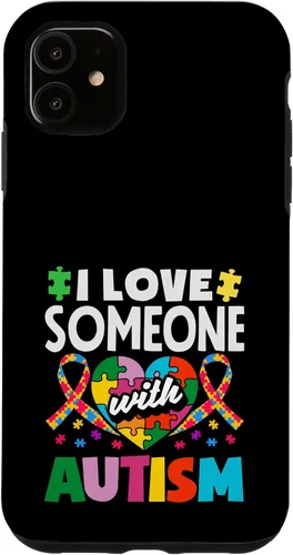 Vista 8 de Love Someone with Autism Awareness Puzzle Piece Ribbon Case for iPhone 16